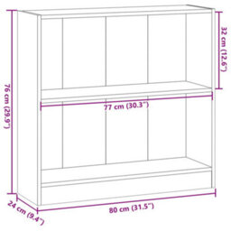Berkfield Bookcase Artisian Oak 80X24X76 Cm Engineered Wood - thumbnail 9