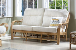 Desser Madrid Light Oak 3 Seater Sofa & 2 Armchairs Indoor Real Cane Rattan Conservatory Suite With Uk Sewn Cushions In Jasper - thumbnail 2