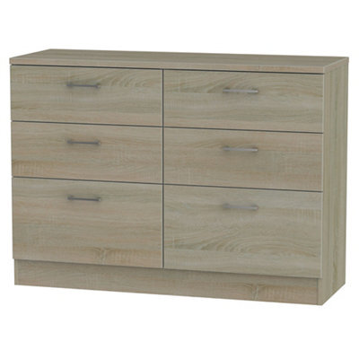 Tenby Ready Assembled Matt Dark Oak Effect 6 Drawer Midi Chest Of Drawers (H)795mm (W)1120mm (D)415mm - image 1