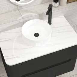 Royal Bathrooms Venice 800mm Matt Nocturne Black Wall Mounted Bathroom Countertop Vanity Unit 2 Drawer With Round Basin - thumbnail 6