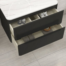 Royal Bathrooms Venice 800mm Matt Nocturne Black Wall Mounted Bathroom Countertop Vanity Unit 2 Drawer With Round Basin - thumbnail 5
