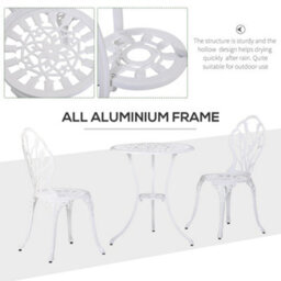 Wyld Haus Vitano 3-Piece Aluminium Bistro Set - White, Round Balcony Table And 2 Chairs, Parasol Hole. - thumbnail 6