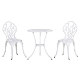 Wyld Haus Vitano 3-Piece Aluminium Bistro Set - White, Round Balcony Table And 2 Chairs, Parasol Hole. - thumbnail 2
