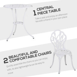 Wyld Haus Vitano 3-Piece Aluminium Bistro Set - White, Round Balcony Table And 2 Chairs, Parasol Hole. - thumbnail 5