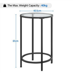 Yaheetech Black Metal Round Accent Table With Glass Top - thumbnail 3
