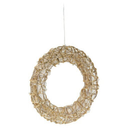 Urbn-Living Urbnliving 30Cm Round Pearl Gold Wreath Decoration With Led Lights Christmas Ornament Lights Hanging Xmas Decor - thumbnail 5