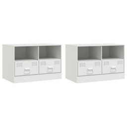Berkfield Tv Cabinets 2 Pcs White 67X39X44 Cm Steel - thumbnail 2