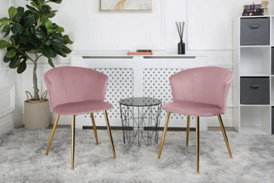 Mill - Set Of 2 Velvet Dining Chairs - (Pink) - image 1