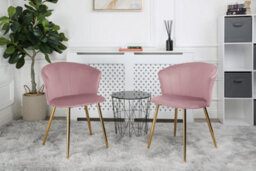Mill - Set Of 2 Velvet Dining Chairs - (Pink) - thumbnail 1