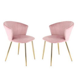 Mill - Set Of 2 Velvet Dining Chairs - (Pink) - thumbnail 2