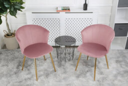 Mill - Set Of 2 Velvet Dining Chairs - (Pink) - thumbnail 3