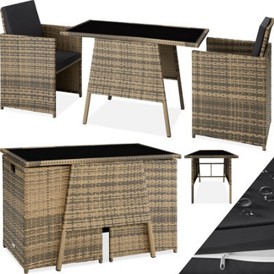 Tectake Garden Furniture Set Lausanne - 2 Chairs, 1 Table, Bistro Set, Weather Resistant - Nature - image 1