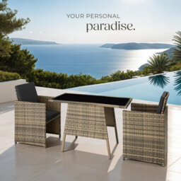 Tectake Garden Furniture Set Lausanne - 2 Chairs, 1 Table, Bistro Set, Weather Resistant - Nature - thumbnail 8