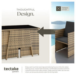 Tectake Garden Furniture Set Lausanne - 2 Chairs, 1 Table, Bistro Set, Weather Resistant - Nature - thumbnail 4