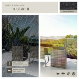 Tectake Garden Furniture Set Lausanne - 2 Chairs, 1 Table, Bistro Set, Weather Resistant - Nature - thumbnail 7