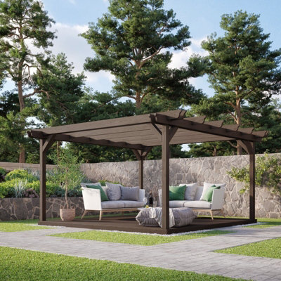 Rutland County Garden Furniture Double Garden Pergola And Decking Kit - Wood - L480 X W480 Cm - Rustic Brown - image 1