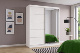 Vista 05 150X200X61Cm Sliding Door Wardrobe With Mirror White Matt Front + Black Body - thumbnail 6
