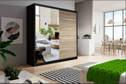 Vista 05 150X200X61Cm Sliding Door Wardrobe With Mirror White Matt Front + Black Body - thumbnail 5