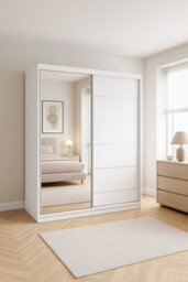 Vista 05 150X200X61Cm Sliding Door Wardrobe With Mirror White Matt Front + Black Body - thumbnail 7