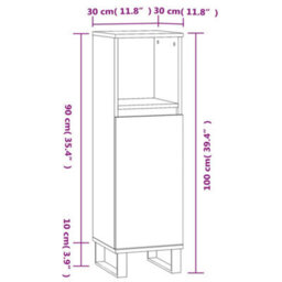 Vidaxl Bathroom Cabinet Grey Sonoma 30X30X100 Cm Engineered Wood - thumbnail 3