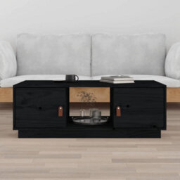 Berkfield Modern Coffee Table Black 100X50X35 Cm Solid Wood Pine - thumbnail 2