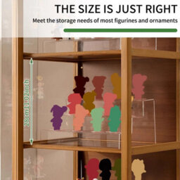 Light Brown 3 Grids Display Cabinet Bamboo Bookcase Shelving Unit Storage Rack Dustproof - thumbnail 3