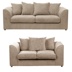 Furnishings For Less UK Fern Soft Chenille Fabric Fabric Sofaset 3 And 2 Seater Sofa  Beige - Scatter Back - thumbnail 1