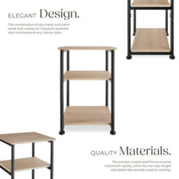 Tectake Bedside Table Memphis - Industrial Style, With 3 Shelves, 34 X 30 X 59 Cm - Industrial Wood Light, Oak Sonoma - thumbnail 3