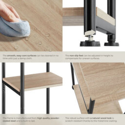 Tectake Bedside Table Memphis - Industrial Style, With 3 Shelves, 34 X 30 X 59 Cm - Industrial Wood Light, Oak Sonoma - thumbnail 4