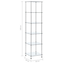 Berkfield 6-Tier Shelf Transparent 40X40X160 Cm Tempered Glass - thumbnail 6