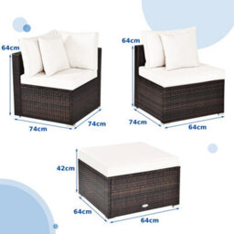 Costway 4-Piece Patio Furniture Set Outdoor Rattan Wicker Sofa & Ottoman Set - thumbnail 2