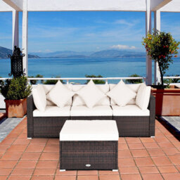 Costway 4-Piece Patio Furniture Set Outdoor Rattan Wicker Sofa & Ottoman Set - thumbnail 4