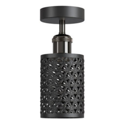 Black Ceiling Light Fixture, Industrial Chandeliers Ceiling Lights Metal Cage Lampshade, With E27 Base With Bulb - thumbnail 3
