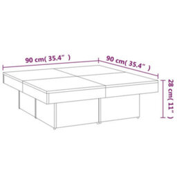Berkfield Classic Coffee Table Smoked Oak 90X90X28 Cm Engineered Wood - thumbnail 8