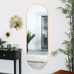 Living And Home Gold Oval Wall Mounted Framed Full Length Mirror Dressing Mirror 50 X 160 Cm