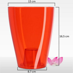 B2C Plant Orchid Pot Plastic  Gloss Oval Planter 12 Cm Red Round - thumbnail 2