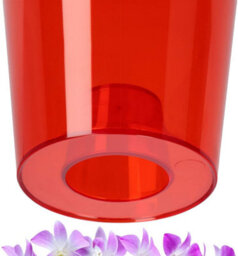 B2C Plant Orchid Pot Plastic  Gloss Oval Planter 12 Cm Red Round - thumbnail 3