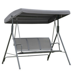 Outsunny 3 Seater Garden Swing Patio Hammock W/ Canopy For Outdoor Grey - thumbnail 2