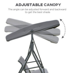 Outsunny 3 Seater Garden Swing Patio Hammock W/ Canopy For Outdoor Grey - thumbnail 5