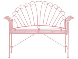 Beliani Vintage Outdoor Pink Metal Two-Seater Bench With Flared Armrests And Classic Detailing - thumbnail 1