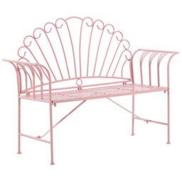Beliani Vintage Outdoor Pink Metal Two-Seater Bench With Flared Armrests And Classic Detailing - thumbnail 3