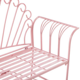 Beliani Vintage Outdoor Pink Metal Two-Seater Bench With Flared Armrests And Classic Detailing - thumbnail 5