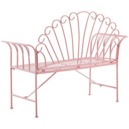 Beliani Vintage Outdoor Pink Metal Two-Seater Bench With Flared Armrests And Classic Detailing - thumbnail 4