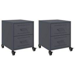 Berkfield Bedside Cabinets 2 Pcs Anthracite 36X39X43.5 Cm Steel - thumbnail 2