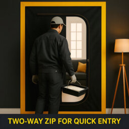 SolaDirect Dust Door With Zip 110 X 220 Cm - Dust-Barrier Doorway Curtain - Double-Sided Zip - Tape-Mount - Trim To Fit - Reusable Fabric - thumbnail 3