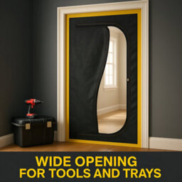 SolaDirect Dust Door With Zip 110 X 220 Cm - Dust-Barrier Doorway Curtain - Double-Sided Zip - Tape-Mount - Trim To Fit - Reusable Fabric - thumbnail 4