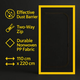 SolaDirect Dust Door With Zip 110 X 220 Cm - Dust-Barrier Doorway Curtain - Double-Sided Zip - Tape-Mount - Trim To Fit - Reusable Fabric - thumbnail 5