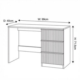 Fwstyle Lania 3 Drawer White Dressing Table Study Desk Scalloped Ripple Design - thumbnail 5