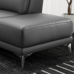 Valencia Pista Modern Top Grain Leather Reclining Sectional Right Hand Facing Chaise Sofa Black Stainless Steel Legs - thumbnail 5