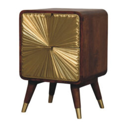 Artisan Furniture Avora Brass Embossed 2 Drawer Chestnut Nightstand - thumbnail 4